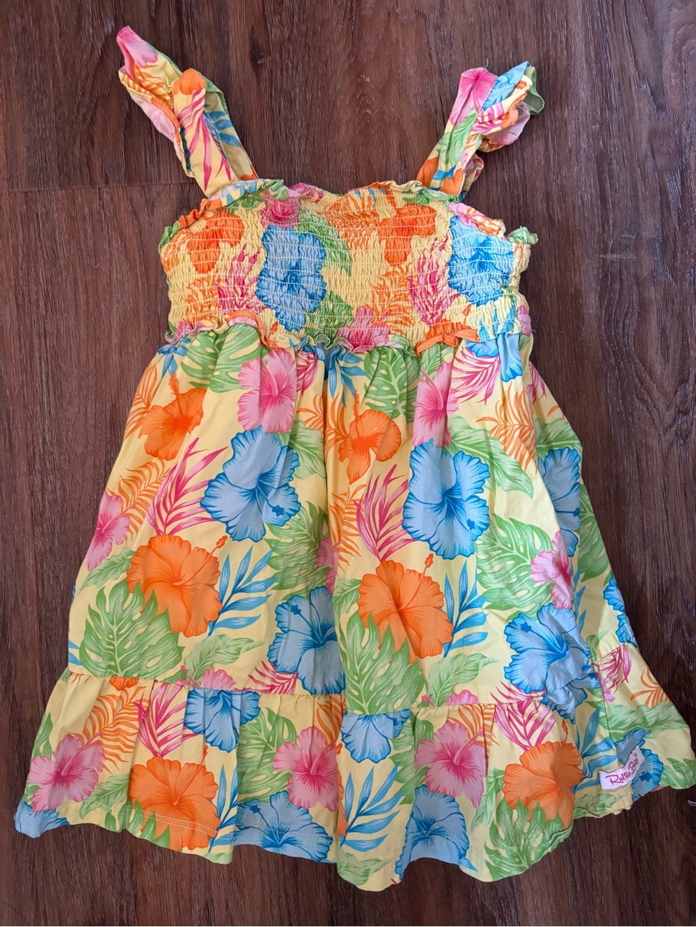 Ruffle Butts Yellow Tropical Floral Sundress